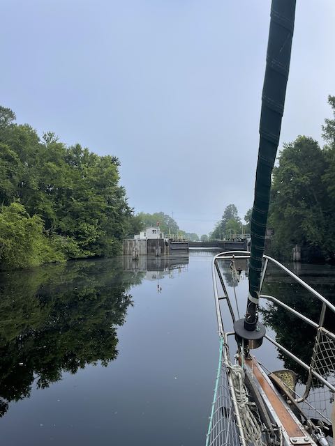 Approaching the South Mills Lock