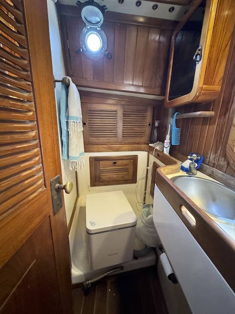 Trelino composting toilet in boat boathroom