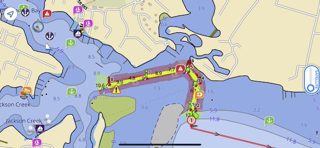 Aquamap app view of Jackson Creek, Deltaville, VA